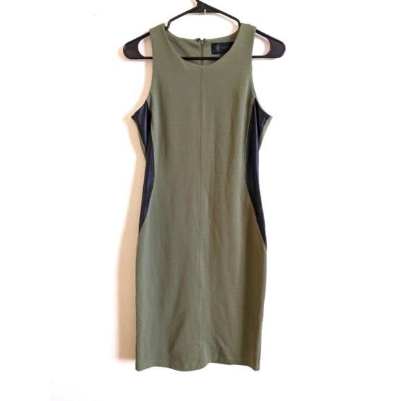 Olive Green & Black Sleeveless Sheath Dress - Picture 2 of 2